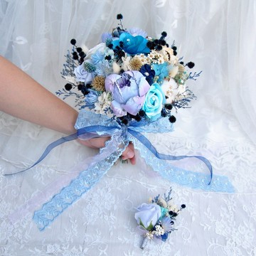 輕珠寶乾燥捧花-海洋藍紫色