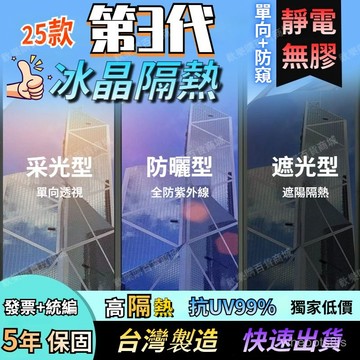 買4送1 ✅24h客製靜電『超厚5mil』隔熱貼紙 無膠璃窗貼 隔熱窗貼 單向透視 防窺 遮陽防曬 窗戶貼紙 單向防窺
