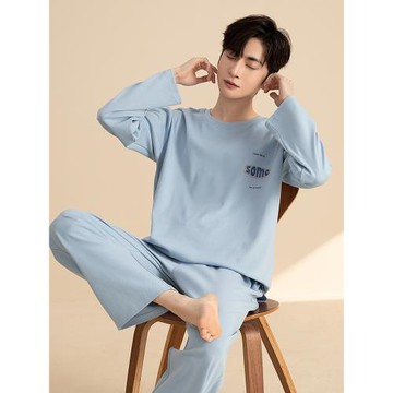 睡衣男士秋冬季長袖純棉春秋款男式學生運動休閑可外穿家居服套裝