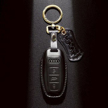 手縫汽車鑰匙皮套 奧迪 AUDI A1 A3 A4 A5 A6 A7 A8 Q2 Q3 黑色