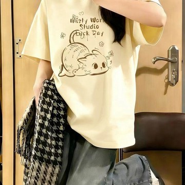 大碼短袖 t恤女 短袖 純棉T恤 夏天上衣 大尺碼女裝 韓系短袖 圓領上衣 可愛短袖 100kg Oversize 短袖