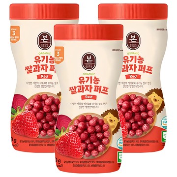 Baby Bonjuk 泡芙米餅  草莓風味  50g  3瓶