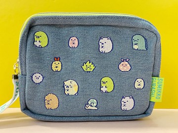 【震撼精品百貨】角落生物 Sumikko Gurashi~SAN-X 隨身刺繡收納包/拉鍊收納包-牛仔藍#72189