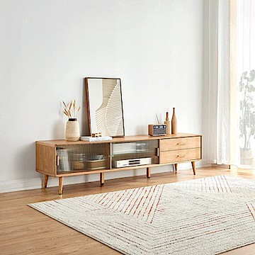 hoi! 林氏木業北歐儲物玻璃滑門1.5M電視櫃 JU3M (H014317954)