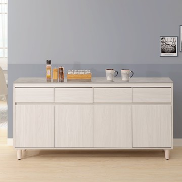 直人木業-DA極簡風白榆木161公分亮面灰精密陶板櫥櫃