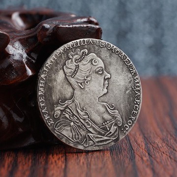 俄羅斯凱瑟琳一世銀元 1725年沙皇葉卡捷琳娜一世紀念章鷹洋