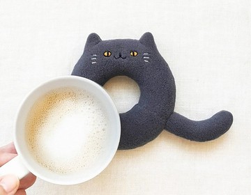 英國短毛貓造型甜甜圈杯墊