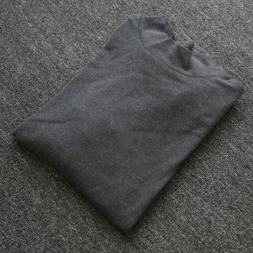 可可外貿 熱皮男打底衫半高領春秋純棉磨毛保暖長袖t恤內搭潮秋衣