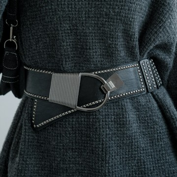 ★限時下殺$690★MIUSTAR鉚釘朋克彈力腰封(黑色，S-M)S60-80/M70-901014預購【NR0513】