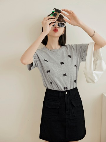 親膚棉質蝴蝶結裝飾上衣