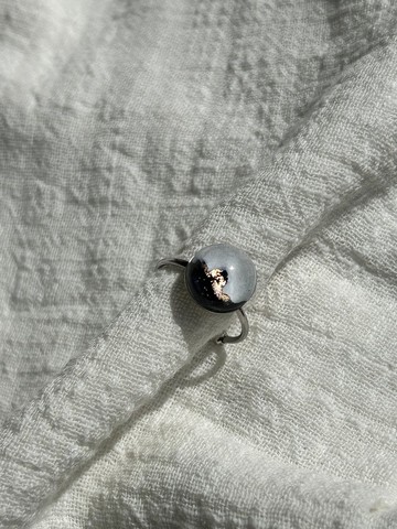 潑墨流金 黑白  不銹鋼 可調節開口戒