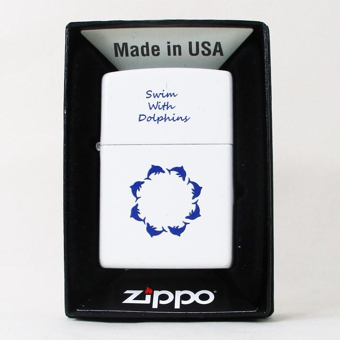 ZIPPO ジッポー アメリカ加工 スイム ウィッズ ドルフィン サークル イルカ好きに オイルライター Z214-411894