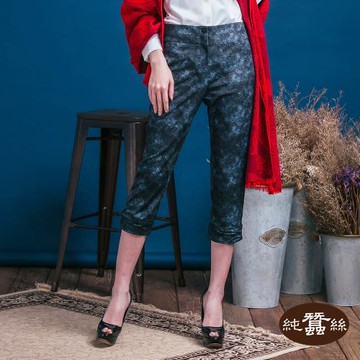 【岱妮蠶絲】樂活時尚個性七分褲-渲染條紋(PWP4CR04)