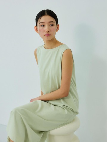 sleeveless long dress (GREEN)