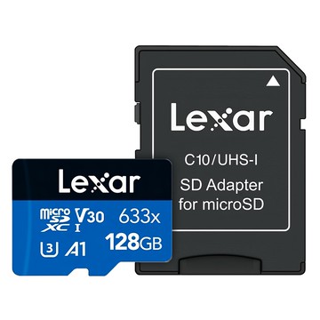 Lexar 雷克沙 High Performance MicroSDXC V30 UHS-1 A1 記憶卡 附轉接器 633X  128GB  1個