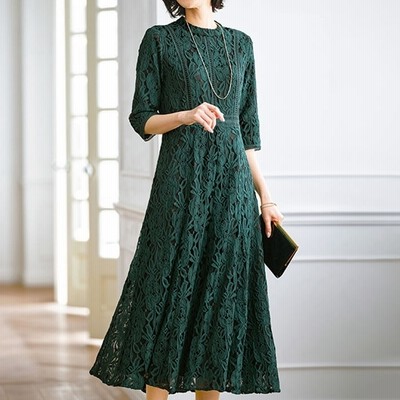 ベルーナ レース切替ドレープワンピース 黒 M レディース 通販 Lineポイント最大get Lineショッピング