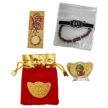A1寶石 - 珠砂貔貅手鍊+金蛇元寶  混和顏色  1組