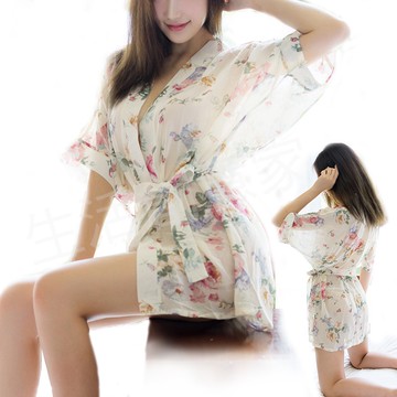 【實體店面現貨】性感雪紡薄纱浴袍 罩衫 透明  制服 誘惑 性感睡衣 睡袍 角色扮演 1259