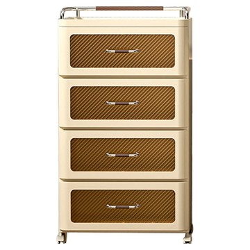 小麥購物 透明可視置物小推車 L1276 大(52 x 32 x 94cm)  4層  奶油色