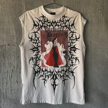 迪士尼庫伊拉賽博符印主義圖騰手繪純棉坦克背心