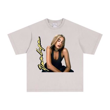數碼直噴歌手杜阿·利帕Dua Lipa印花短袖T恤寬松重磅純棉嘻哈