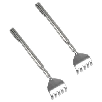 5節筆型鋼柄不求人 伸縮抓癢器 背部按摩器  2個  銀色