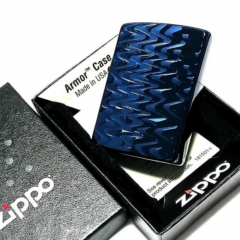 ZIPPO アーマー チタン加工 両面加工 ブルーチタン 彫刻ジッポ
