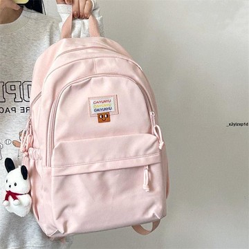 ✨書包 後背包 雙肩包 軟糯奶黃雙肩包女 簡約百搭ins大容量高中學生初中生書包電腦背包