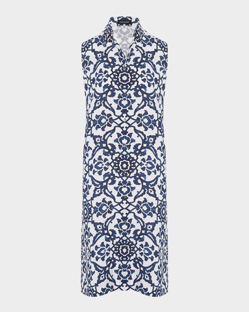 Slim A-Line Sleeveless Shirt Dress With Collar