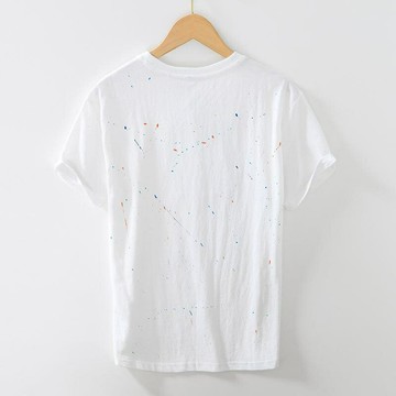 【巴黎精品】現貨+預購 T恤短袖上衣-個性潑墨棉質短T男裝a1es38