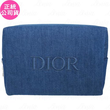 Dior迪奧LOGO牛仔刺繡化妝包(公司貨)