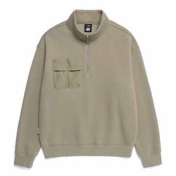 男女同款 NRN 半拉鍊口袋 長袖上衣 - 米色