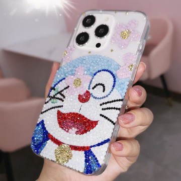 適用于iPhone17pro max蘋果16pro手機殼Air奢華水鉆可愛卡通貓13花朵透明14保護套15plus全包防摔女