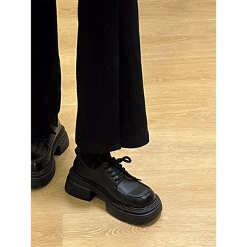 羊皮版！英倫風JK小皮鞋女2023春秋新款厚底粗跟樂福鞋單鞋女系帶