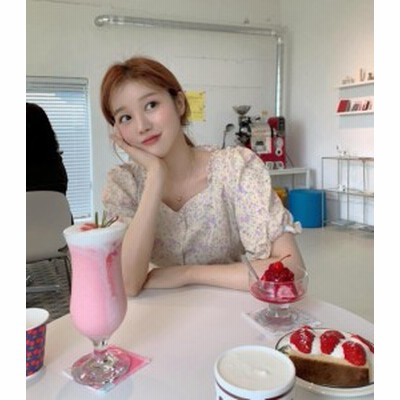 オルチャン 韓国 ファッション ブラウス レディース 花柄 シャツ トップス フリル 半袖 パフスリーブ ゆったり きれいめ 上品 大人可愛い 通販 Lineポイント最大get Lineショッピング