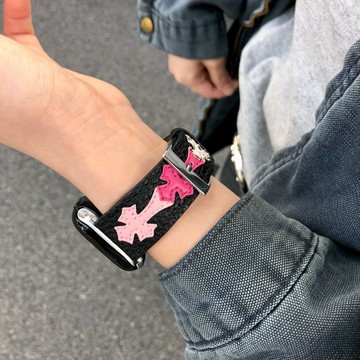 原創荔枝紋十字架錶帶 適用iwatch11錶帶 Apple watch全系列錶帶 蘋果錶帶