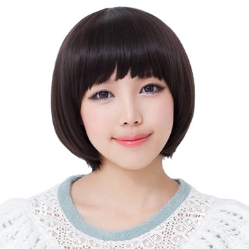 女假髮整頂真髮絲-齊瀏海短髮鮑伯頭優雅美髮用品73vc3【巴黎精品】