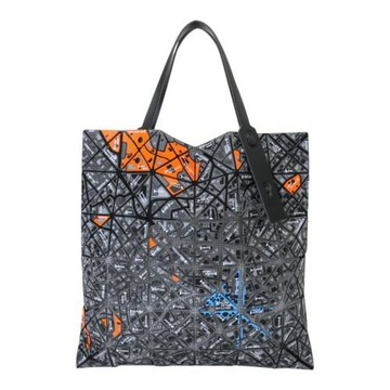 ISSEY MIYAKE 三宅一生-BAOBAO 撞色衛星圖騰6x6手提包(黑x灰)