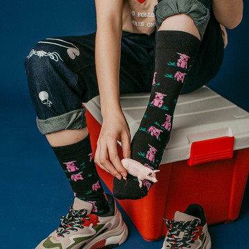 三雙 鹿妖商店 動物織花棉襪 百搭短襪復古 男襪子 公雞襪子