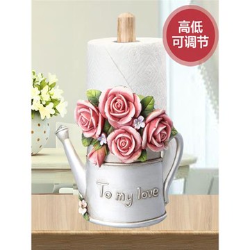 廚房紙巾架餐廳立式免打孔創意玫瑰花長卷紙架廁紙懶人抹布置物架