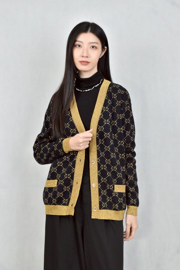 (L) gucci黑色針織金蔥外套