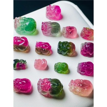 正品一圖一物天然西瓜碧璽貔貅吊墜紅綠紫橙項墜可鑲嵌可通孔男女