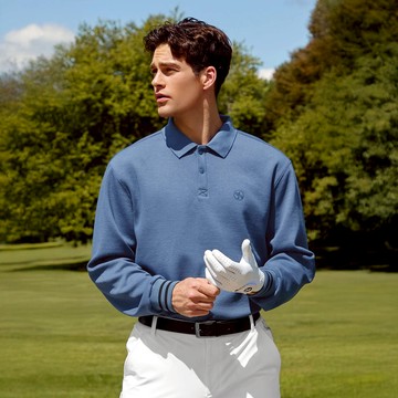 Golf 高爾夫 X圓標珠地棉POLO領保暖長袖上衣｜共3色｜XGMLT06J3