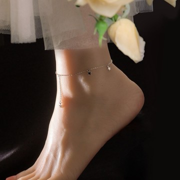 《現貨》眉兒銀飾 925純銀 星星流蘇腳鍊 純銀腳鍊