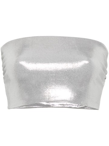 Norma Kamali - metallic bandeau top - women - Spandex/Elastane/Polyester - M - Silver