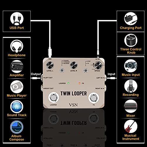 VSN Twin Looper Electric Guitar Effect Pedal Loop Station 11 Types of Play 並行輸入品