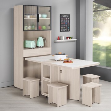 MUNA家居   里斯特2.7尺仿石面多功能組合餐桌櫃/全組   80X191X196.5cm