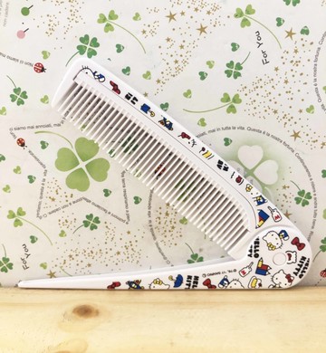 【震撼精品百貨】Hello Kitty 凱蒂貓-日本SANRIO三麗鷗 KITTY摺疊扁梳-滿版白*24784