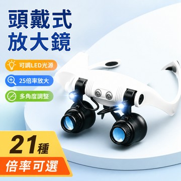 🔥台灣出貨🚀放大鏡眼鏡 頭戴放大鏡 維修放大鏡 LED放大鏡 附送14隻3~25倍21種倍率鏡片 左右獨立
