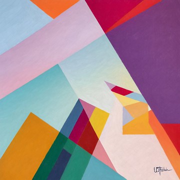 幾何抽象藝術布面壓克力藍色畫原畫作為禮物